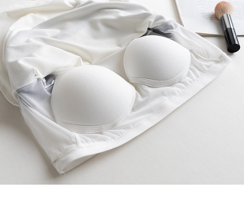 Nouse Contarst Round Neck Padded T-shirt